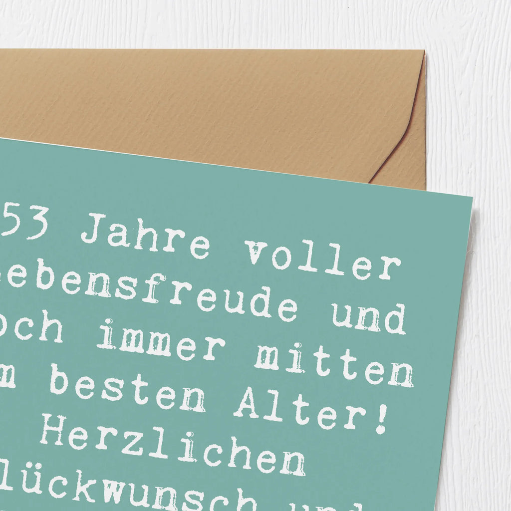 Deluxe Card Saying 53 Jahre voller Lebensfreude und noch immer mitten im besten Alter! Herzlichen Glückwunsch und auf viele weitere glückliche Jahre! Karte, Geburtstagskarte, Hochwertige Klappkarte, Glückwunschkarte, Hochzeitskarte, Einladungskarte, Grußkarte, Klappkarte, Hochwertige Grußkarte, Geburtstag, Geburtstagsgeschenk, Geschenk