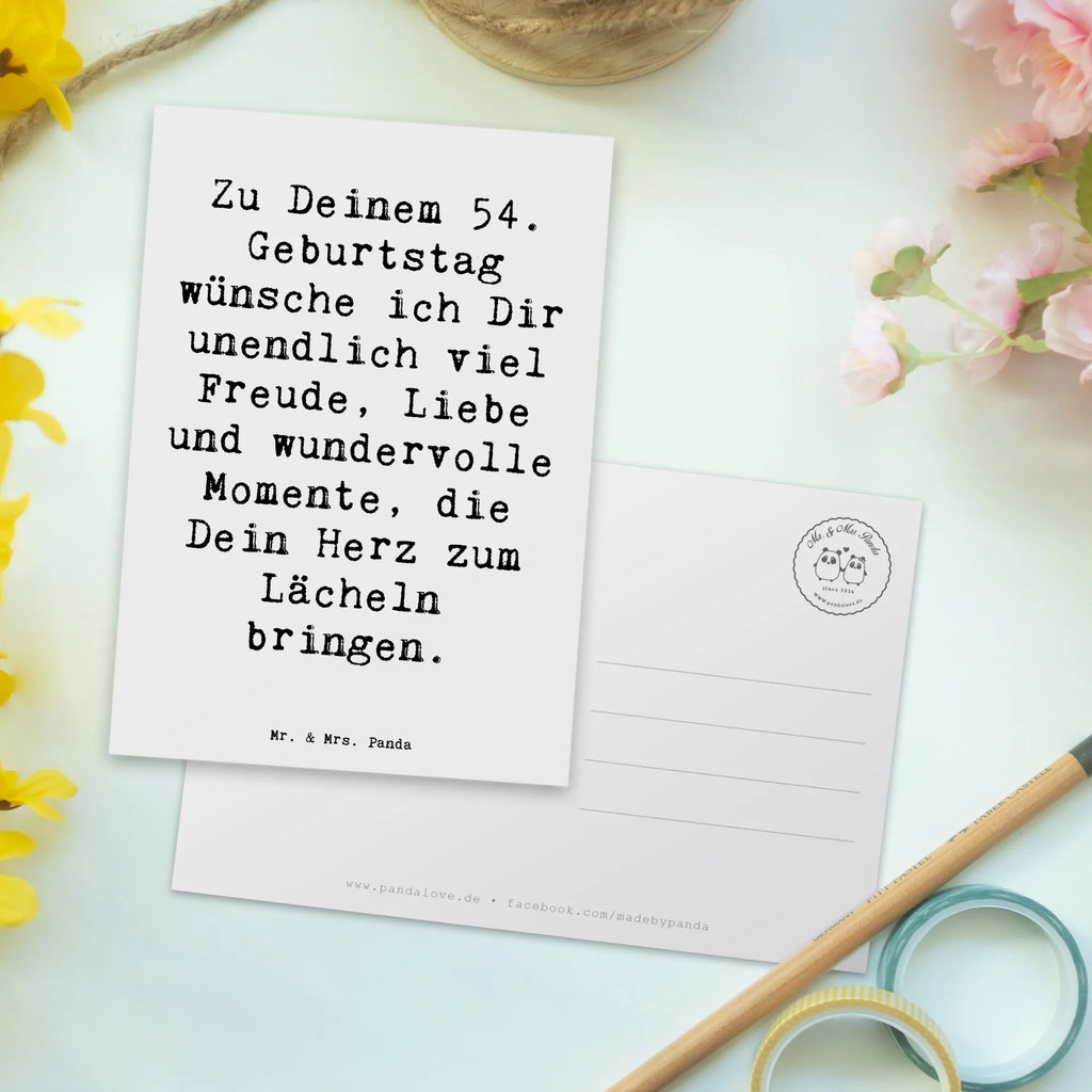 Postcard Saying Zu Deinem 54. Geburtstag wünsche ich Dir unendlich viel Freude, Liebe und wundervolle Momente, die Dein Herz zum Lächeln bringen. Karte, Einladungskarte, Ansichtskarten, Dankeskarte, Einladung, Postkarte, Ansichtskarte, Grußkarte, Einladungskarten Geburtstag, Geschenkkarte, Geburtstagskarte, Einladung Geburtstag, Geburtstag, Geburtstagsgeschenk, Geschenk