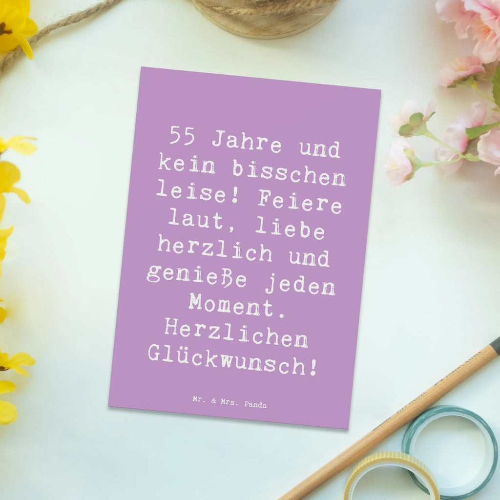 Postcard Saying 55 Jahre und kein bisschen leise! Feiere laut, liebe herzlich und genieße jeden Moment. Herzlichen Glückwunsch! Postkarte, Grußkarte, Ansichtskarte, Geburtstagskarte, Karte, Geschenkkarte, Einladungskarte, Ansichtskarten, Einladungskarten Geburtstag, Einladung, Einladung Geburtstag, Dankeskarte, Geburtstag, Geburtstagsgeschenk, Geschenk