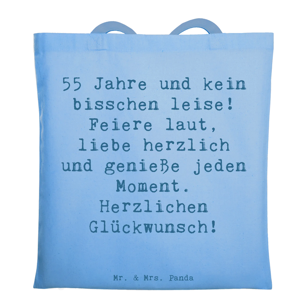 Tote bag Saying 55 Jahre und kein bisschen leise! Feiere laut, liebe herzlich und genieße jeden Moment. Herzlichen Glückwunsch! Beuteltasche, Beutel, Einkaufstasche, Jutebeutel, Stoffbeutel, Tasche, Shopper, Umhängetasche, Strandtasche, Schultertasche, Stofftasche, Tragetasche, Badetasche, Jutetasche, Einkaufstüte, Laptoptasche, Geburtstag, Geburtstagsgeschenk, Geschenk