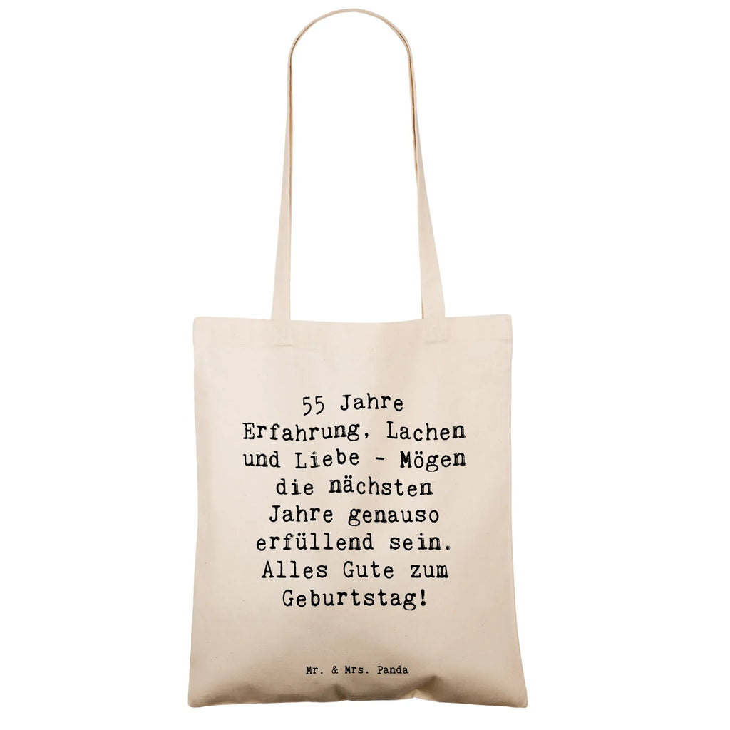 Tote bag Saying 55 Jahre Erfahrung, Lachen und Liebe - Mögen die nächsten Jahre genauso erfüllend sein. Alles Gute zum Geburtstag! Beuteltasche, Beutel, Einkaufstasche, Jutebeutel, Stoffbeutel, Tasche, Shopper, Umhängetasche, Strandtasche, Schultertasche, Stofftasche, Tragetasche, Badetasche, Jutetasche, Einkaufstüte, Laptoptasche, Geburtstag, Geburtstagsgeschenk, Geschenk