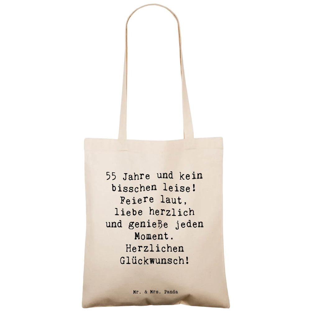 Tote bag Saying 55 Jahre und kein bisschen leise! Feiere laut, liebe herzlich und genieße jeden Moment. Herzlichen Glückwunsch! Beuteltasche, Beutel, Einkaufstasche, Jutebeutel, Stoffbeutel, Tasche, Shopper, Umhängetasche, Strandtasche, Schultertasche, Stofftasche, Tragetasche, Badetasche, Jutetasche, Einkaufstüte, Laptoptasche, Geburtstag, Geburtstagsgeschenk, Geschenk