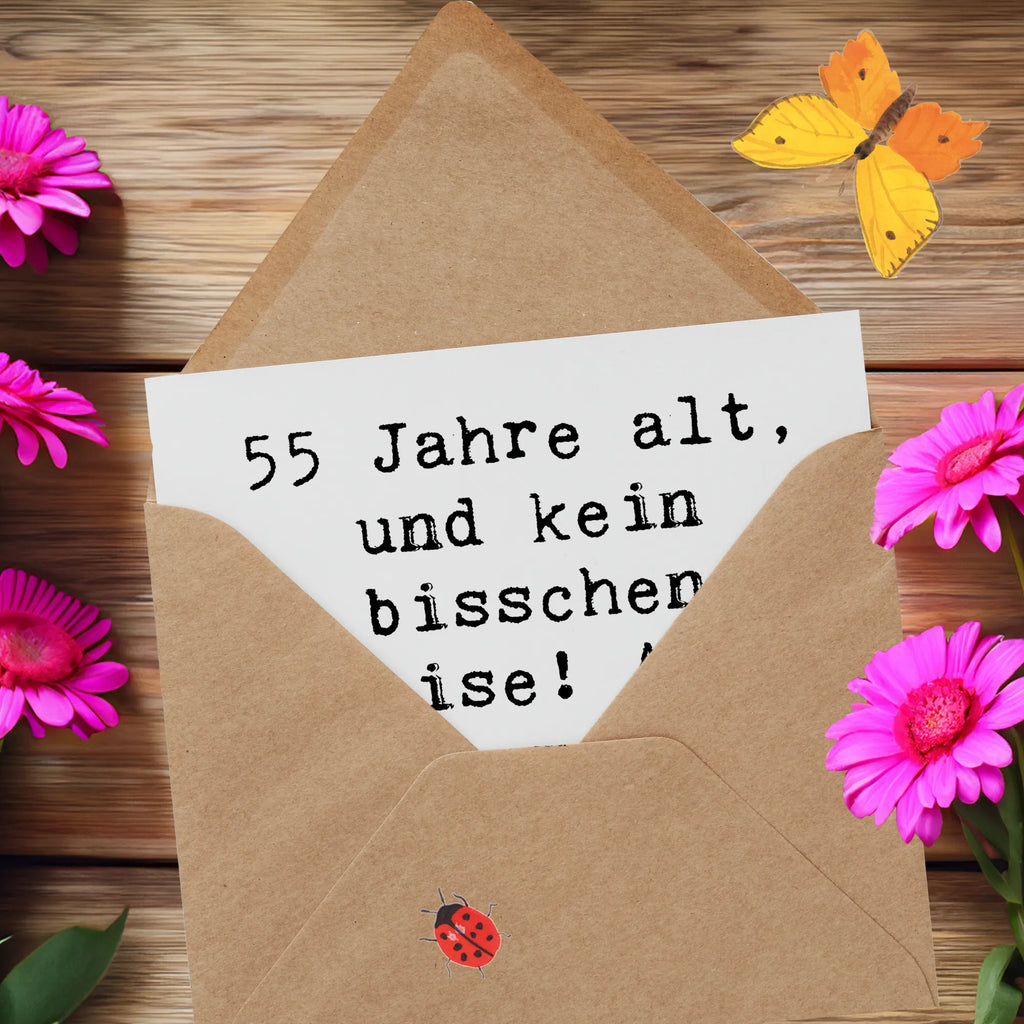 Deluxe Card Saying 55 Jahre alt, und kein bisschen leise! Auf viele weitere glückliche und gesunde Jahre! Hochwertige Grußkarte, Klappkarte, Geburtstagskarte, Glückwunschkarte, Hochwertige Klappkarte, Karte, Einladungskarte, Grußkarte, Hochzeitskarte, Geburtstag, Geburtstagsgeschenk, Geschenk