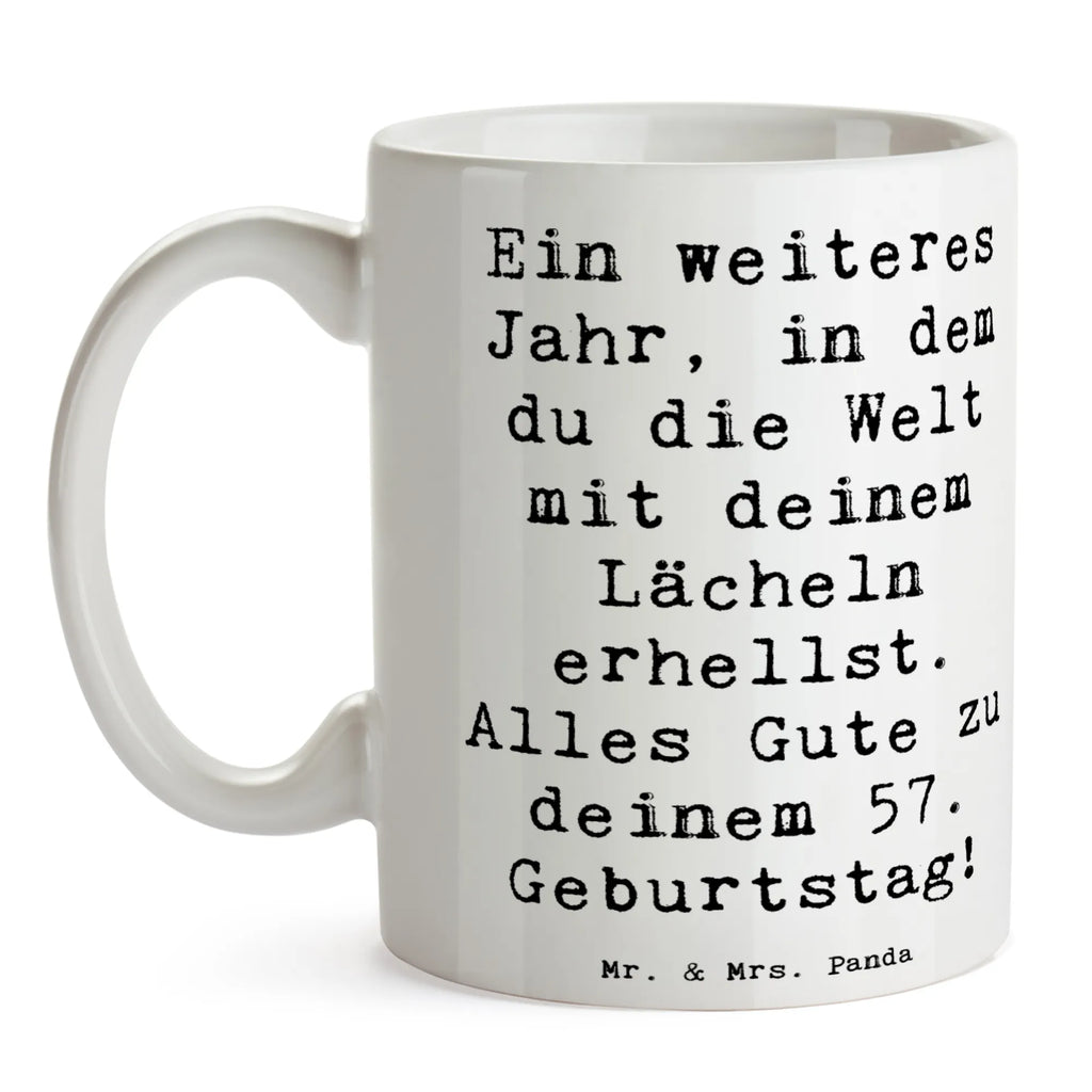 Tasse Spruch 57. Geburtstag Lächeln Tasse mit Zitaten, Kaffeetasse, Tasse, Keramiktasse, Bürotasse, Teetasse, Porzellantasse, Tasse mit Motiven, Geschenktasse, Geburtstag, Geburtstagsgeschenk, Geschenk
