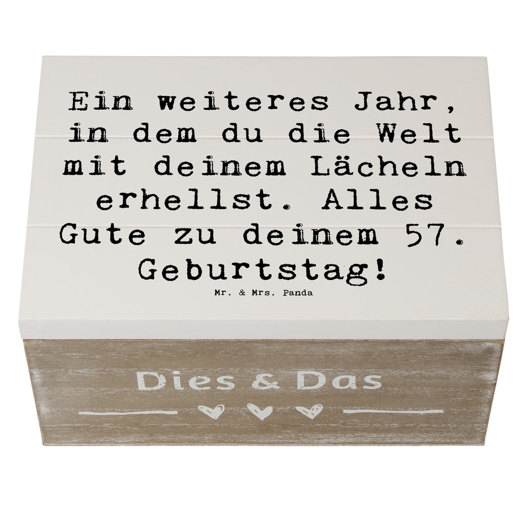 Holzkiste Spruch 57. Geburtstag Lächeln Truhe, Geschenkbox, Schatzkiste, Dekokiste, Erinnerungsbox, Aufbewahrungsbox, Erinnerungskiste, Geschenkdose, Kiste, XXL, Holzkiste, Schatulle, Geburtstag, Geburtstagsgeschenk, Geschenk