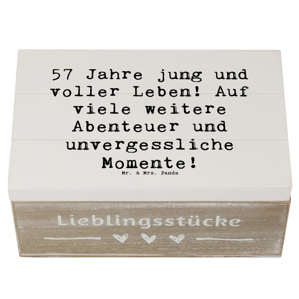 Wooden chest Saying 57 Jahre jung und voller Leben! Auf viele weitere Abenteuer und unvergessliche Momente! XXL, Dekokiste, Schatzkiste, Erinnerungsbox, Erinnerungskiste, Truhe, Holzkiste, Geschenkdose, Aufbewahrungsbox, Schatulle, Kiste, Geschenkbox, Geburtstag, Geburtstagsgeschenk, Geschenk