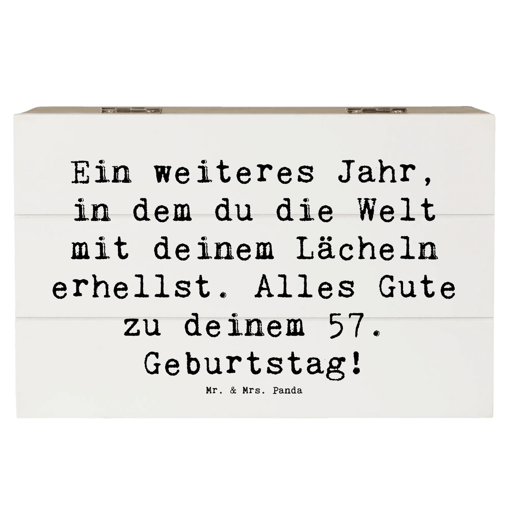 Holzkiste Spruch 57. Geburtstag Lächeln Truhe, Geschenkbox, Schatzkiste, Dekokiste, Erinnerungsbox, Aufbewahrungsbox, Erinnerungskiste, Geschenkdose, Kiste, XXL, Holzkiste, Schatulle, Geburtstag, Geburtstagsgeschenk, Geschenk