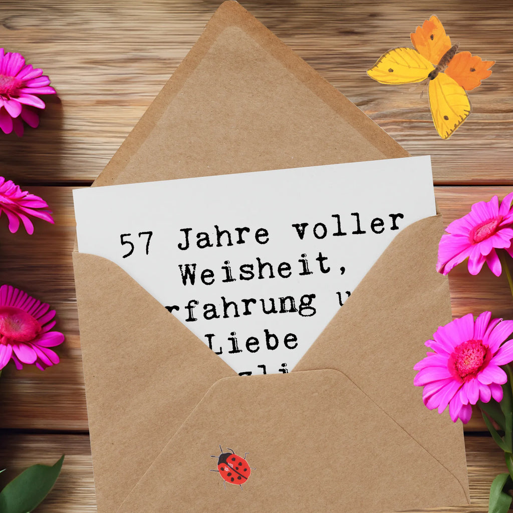 Deluxe Card Saying 57 Jahre voller Weisheit, Erfahrung und Liebe - herzlichen Glückwunsch zum Geburtstag! Einladungskarte, Glückwunschkarte, Geburtstagskarte, Karte, Hochwertige Klappkarte, Hochzeitskarte, Klappkarte, Hochwertige Grußkarte, Grußkarte, Geburtstag, Geburtstagsgeschenk, Geschenk