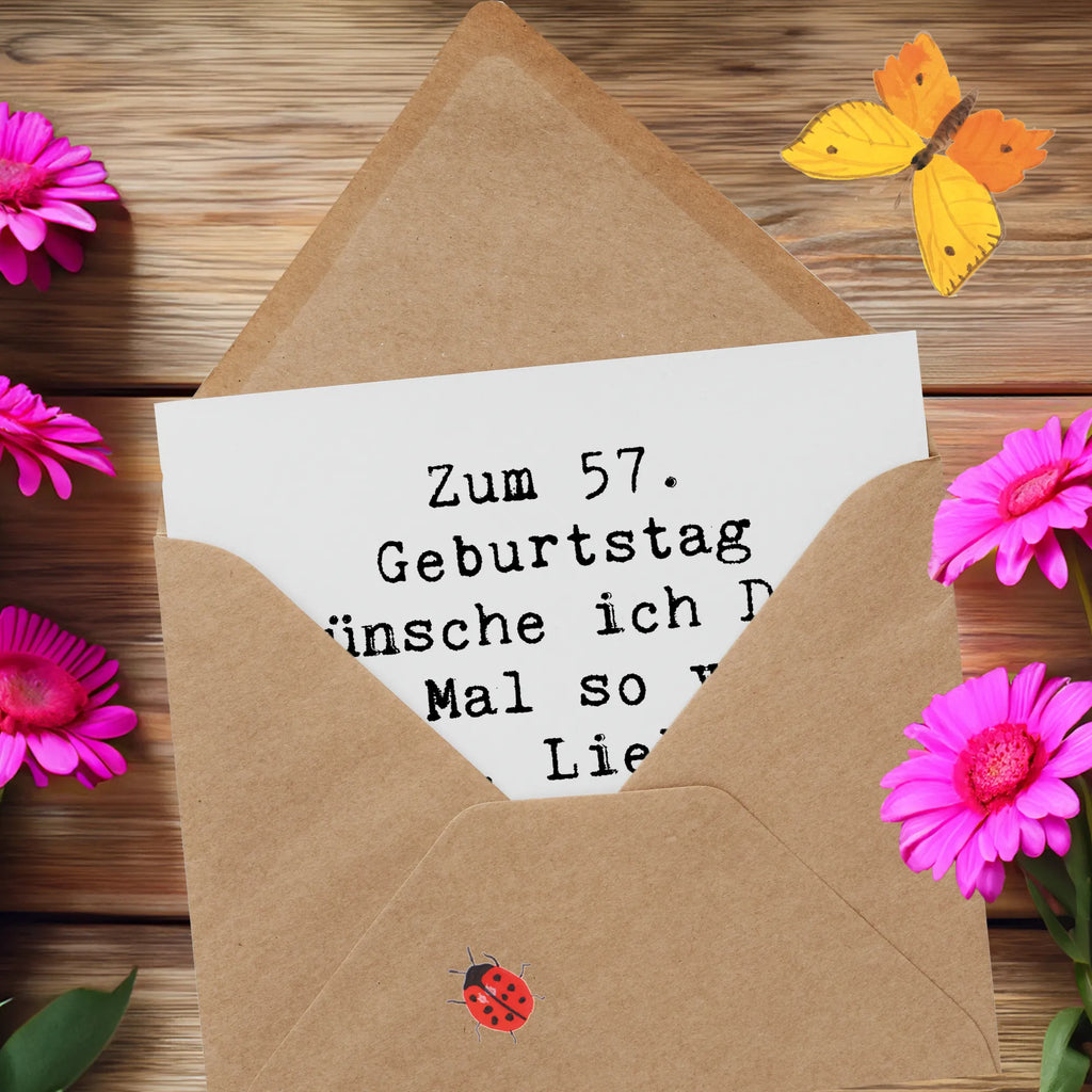 Deluxe Karte Spruch 57. Geburtstag Glück Einladungskarte, Grußkarte, Hochwertige Klappkarte, Glückwunschkarte, Karte, Geburtstagskarte, Hochwertige Grußkarte, Hochzeitskarte, Klappkarte, Geburtstag, Geburtstagsgeschenk, Geschenk