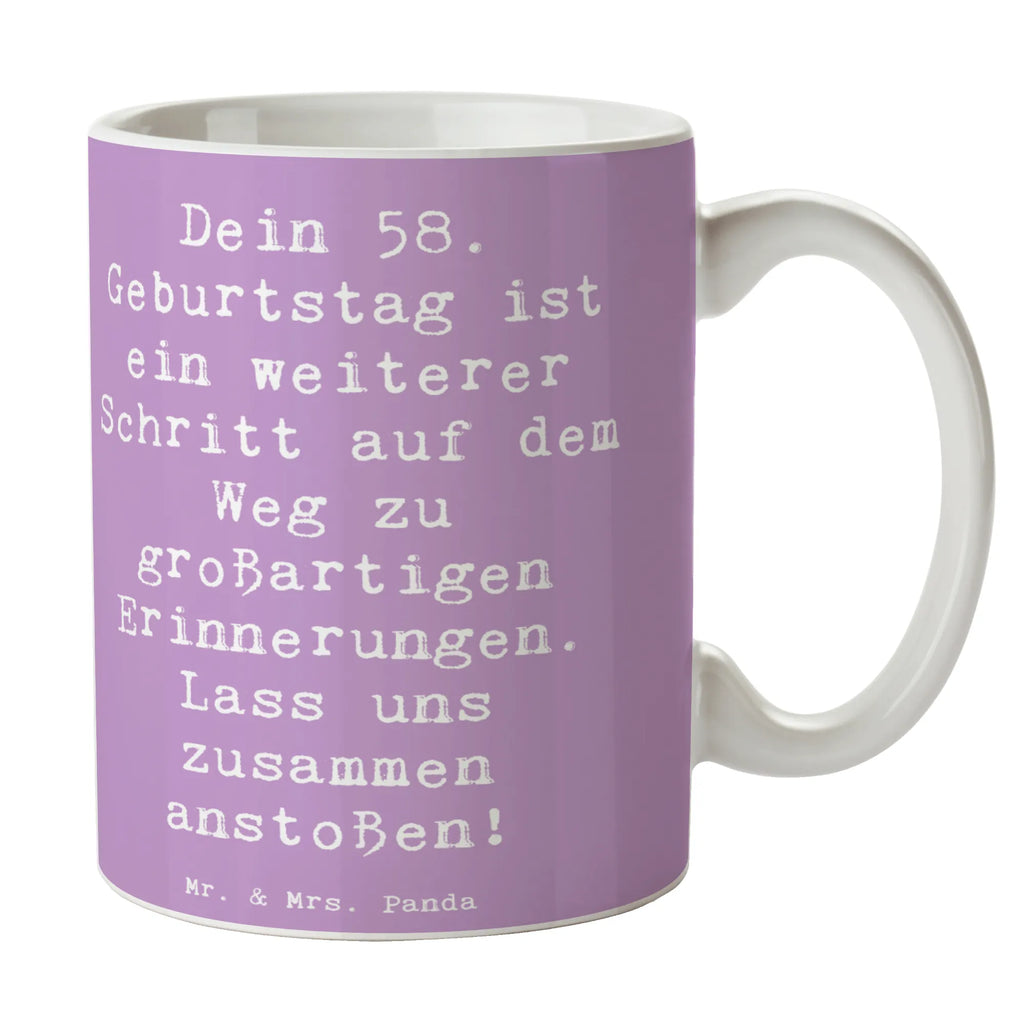 Tasse Spruch 58. Geburtstag Erinnerungen Bürotasse, Teetasse, Keramiktasse, Geschenktasse, Tasse, Kaffeetasse, Tasse mit Motiven, Porzellantasse, Tasse mit Zitaten, Geburtstag, Geburtstagsgeschenk, Geschenk