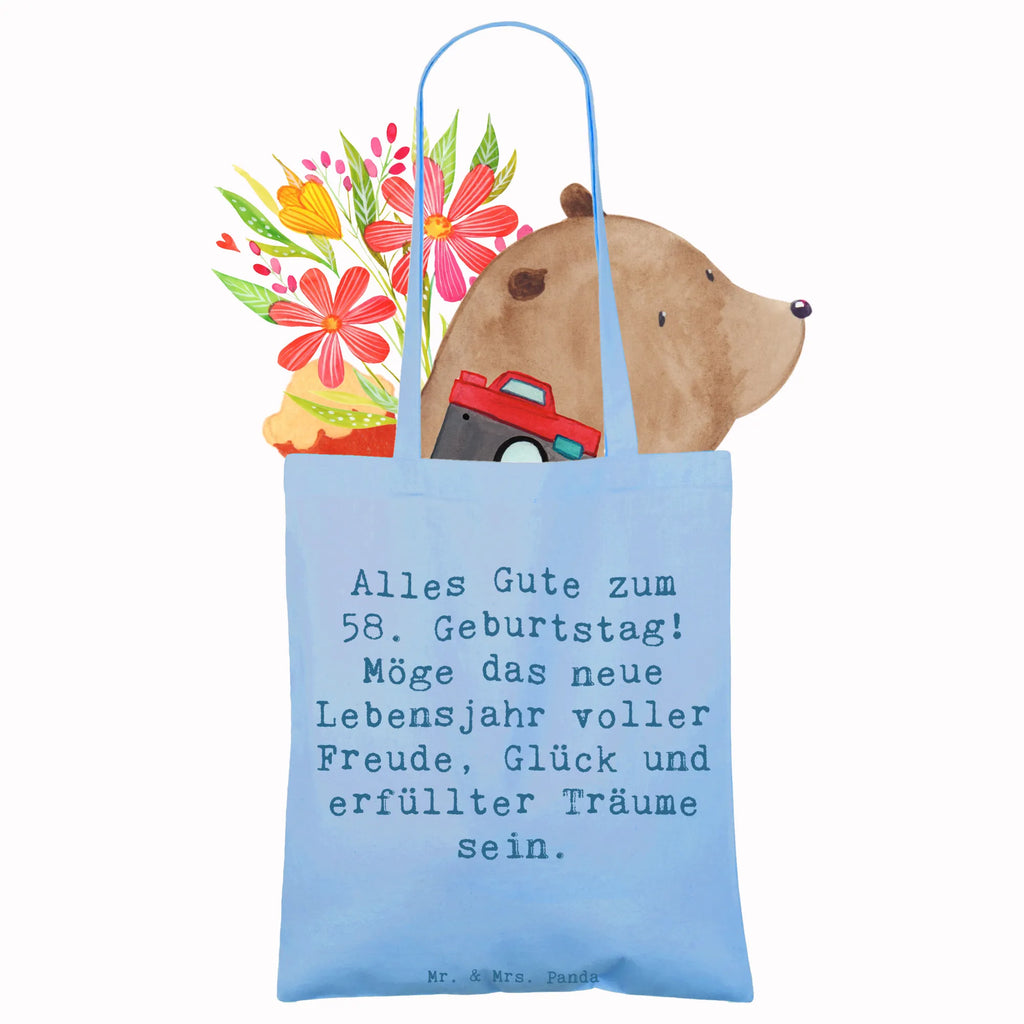 Tragetasche Spruch 58. Geburtstag Freude Jutetasche, Umhängetasche, Stofftasche, Badetasche, Jutebeutel, Shopper, Schultertasche, Stoffbeutel, Beuteltasche, Tasche, Laptoptasche, Strandtasche, Beutel, Einkaufstüte, Tragetasche, Einkaufstasche, Geburtstag, Geburtstagsgeschenk, Geschenk