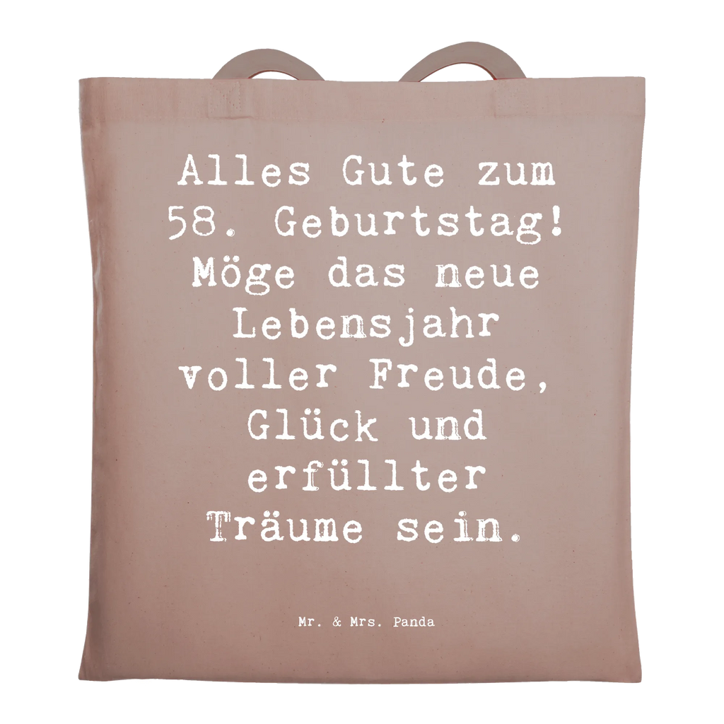 Tragetasche Spruch 58. Geburtstag Freude Jutetasche, Umhängetasche, Stofftasche, Badetasche, Jutebeutel, Shopper, Schultertasche, Stoffbeutel, Beuteltasche, Tasche, Laptoptasche, Strandtasche, Beutel, Einkaufstüte, Tragetasche, Einkaufstasche, Geburtstag, Geburtstagsgeschenk, Geschenk