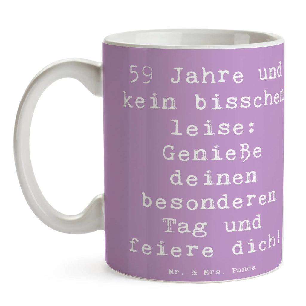 Tasse Spruch 59. Geburtstag Feier Porzellantasse, Tasse mit Zitaten, Keramiktasse, Teetasse, Tasse, Geschenktasse, Kaffeetasse, Tasse mit Motiven, Bürotasse, Geburtstag, Geburtstagsgeschenk, Geschenk