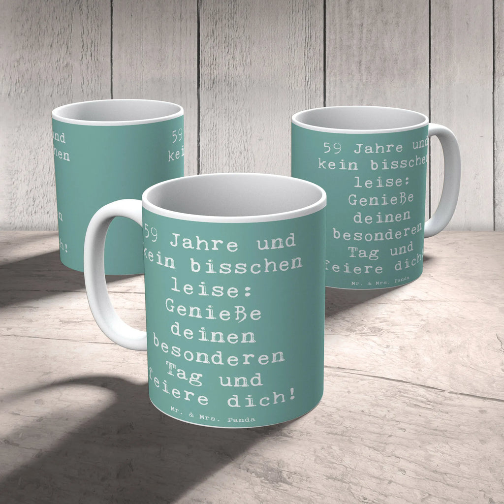 Tasse Spruch 59. Geburtstag Feier Porzellantasse, Tasse mit Zitaten, Keramiktasse, Teetasse, Tasse, Geschenktasse, Kaffeetasse, Tasse mit Motiven, Bürotasse, Geburtstag, Geburtstagsgeschenk, Geschenk
