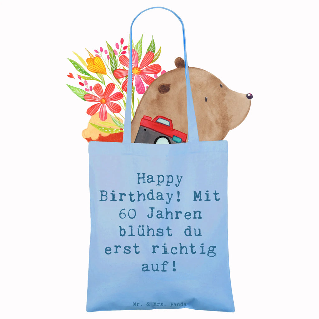 Tragetasche Spruch 60. Geburtstag Aufblühen Beuteltasche, Beutel, Einkaufstasche, Jutebeutel, Stoffbeutel, Tasche, Shopper, Umhängetasche, Strandtasche, Schultertasche, Stofftasche, Tragetasche, Badetasche, Jutetasche, Einkaufstüte, Laptoptasche, Geburtstag, Geburtstagsgeschenk, Geschenk