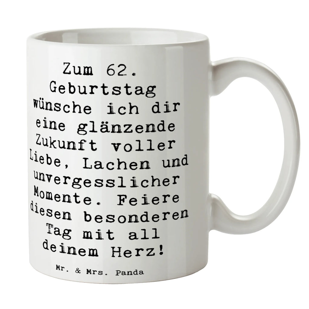 Tasse Spruch 62. Geburtstag Glänzende Zukunft Bürotasse, Keramiktasse, Geschenktasse, Tasse mit Motiven, Tasse mit Zitaten, Porzellantasse, Tasse, Kaffeetasse, Teetasse, Geburtstag, Geburtstagsgeschenk, Geschenk