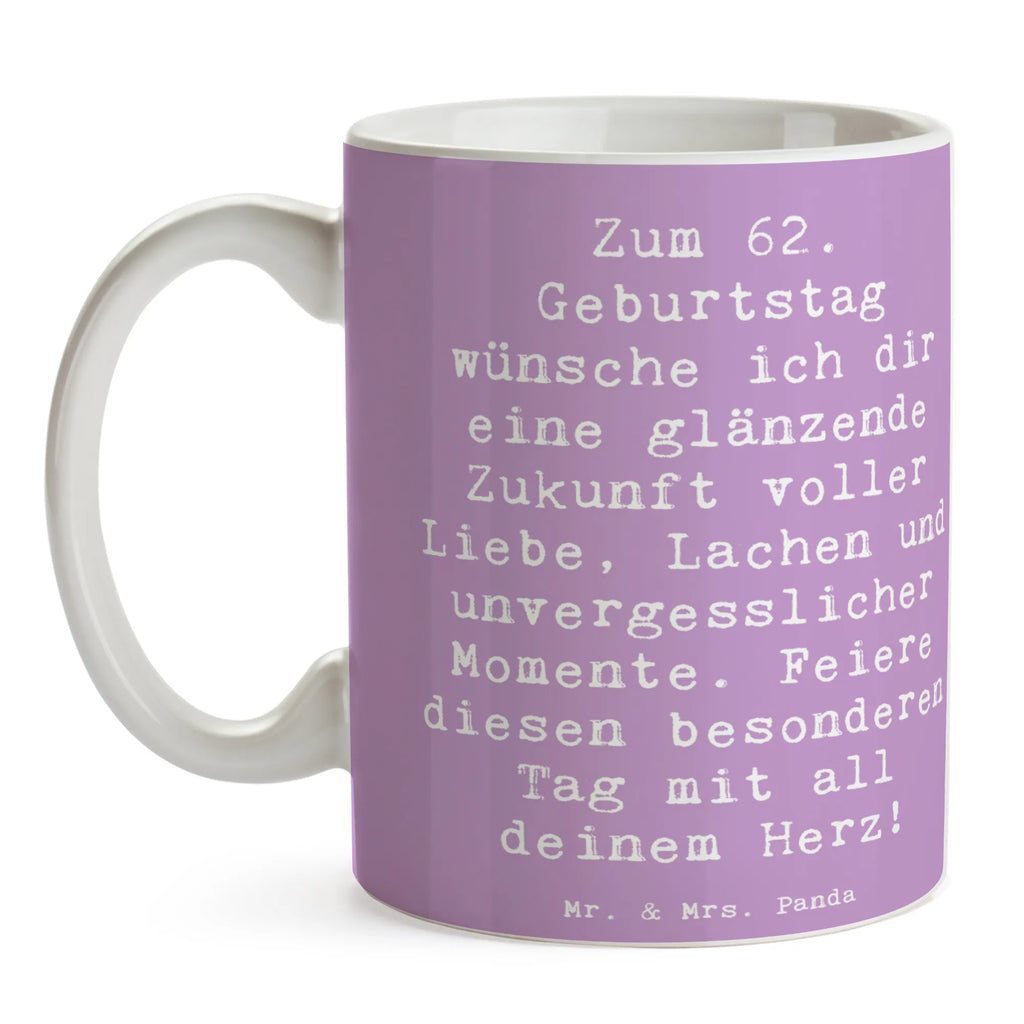 Tasse Spruch 62. Geburtstag Glänzende Zukunft Bürotasse, Keramiktasse, Geschenktasse, Tasse mit Motiven, Tasse mit Zitaten, Porzellantasse, Tasse, Kaffeetasse, Teetasse, Geburtstag, Geburtstagsgeschenk, Geschenk
