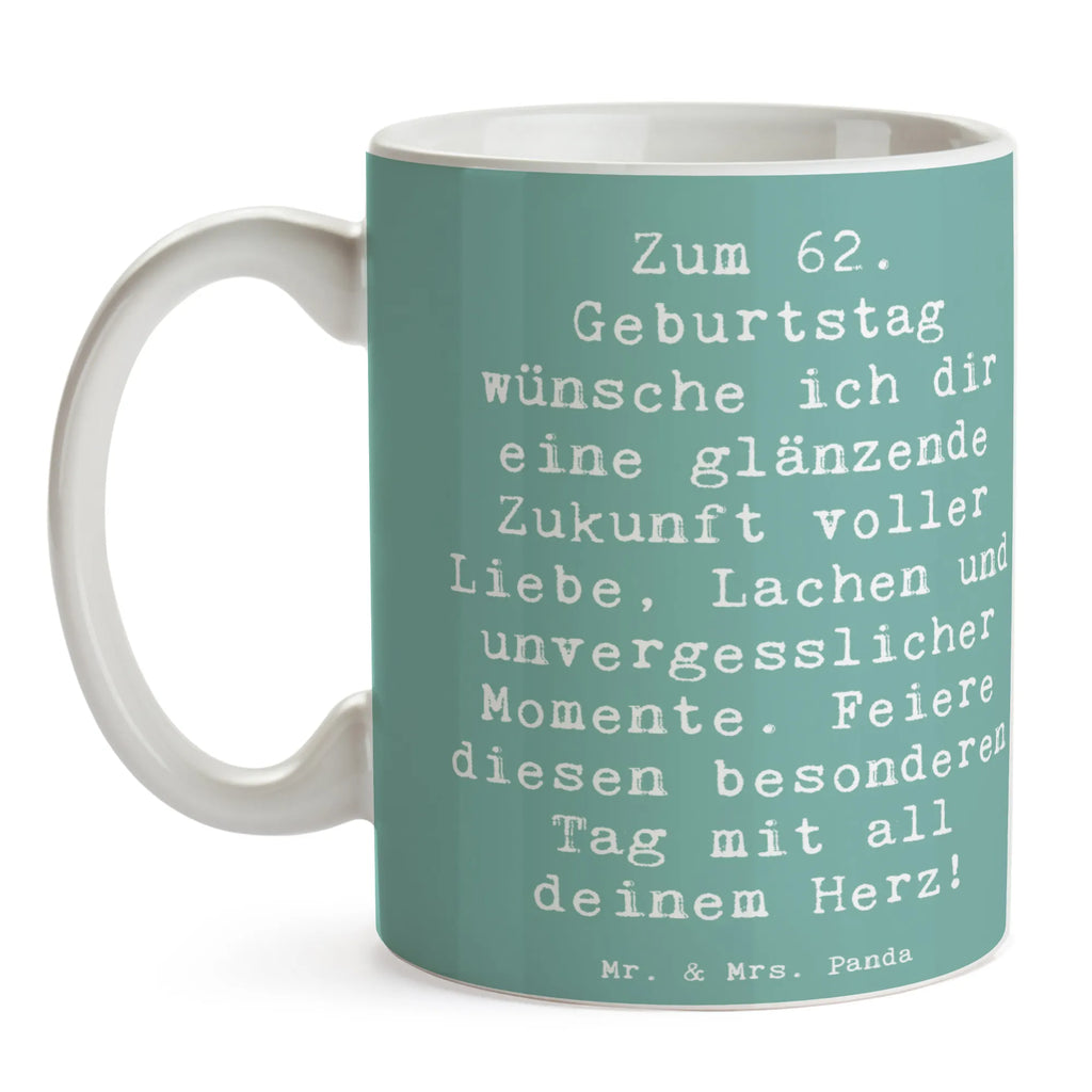 Tasse Spruch 62. Geburtstag Glänzende Zukunft Bürotasse, Keramiktasse, Geschenktasse, Tasse mit Motiven, Tasse mit Zitaten, Porzellantasse, Tasse, Kaffeetasse, Teetasse, Geburtstag, Geburtstagsgeschenk, Geschenk