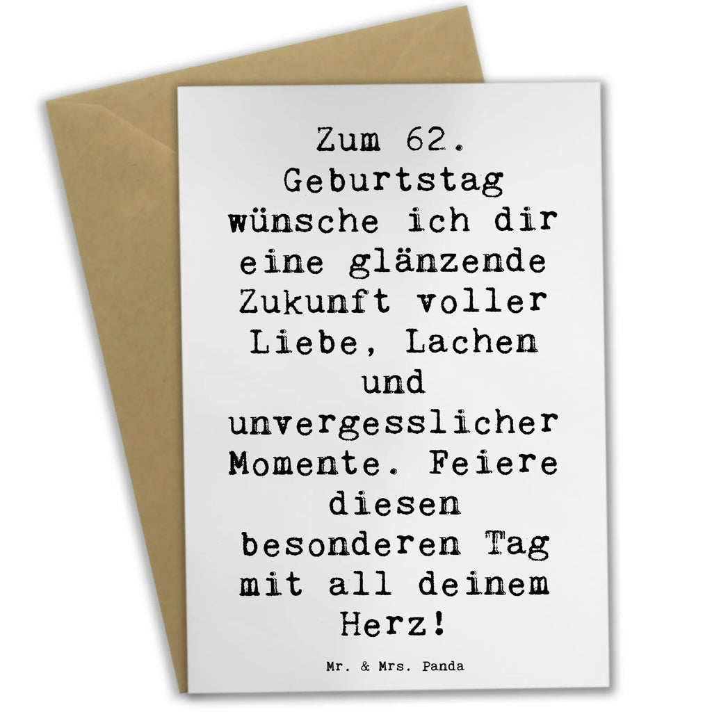 Greetings card Saying Zum 62. Geburtstag wünsche ich dir eine glänzende Zukunft voller Liebe, Lachen und unvergesslicher Momente. Feiere diesen besonderen Tag mit all deinem Herz! Klappkarte, Grußkarte, Glückwunschkarte, Hochzeitskarte, Geburtstagskarte, Ansichtskarten, Einladungskarte, Karte, Geburtstag, Geburtstagsgeschenk, Geschenk