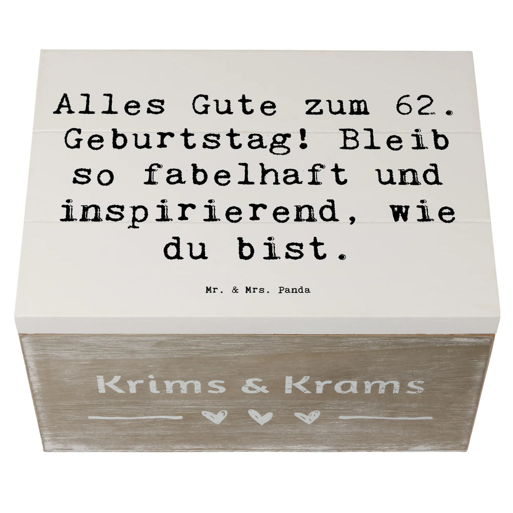Wooden chest Saying Alles Gute zum 62. Geburtstag! Bleib so fabelhaft und inspirierend, wie du bist. Schatzkiste, Holzkiste, Geschenkbox, Aufbewahrungsbox, Truhe, Geschenkdose, Dekokiste, Kiste, Erinnerungsbox, Erinnerungskiste, XXL, Schatulle, Geburtstag, Geburtstagsgeschenk, Geschenk