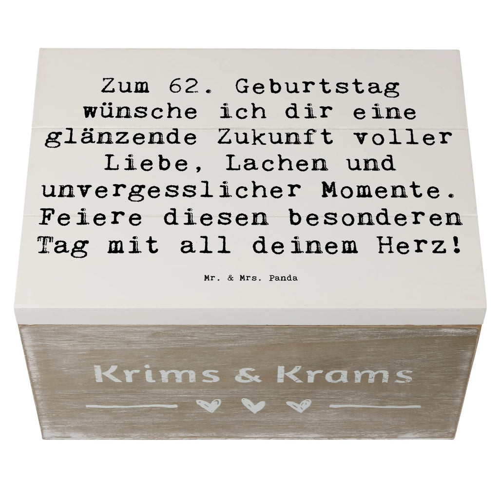 Holzkiste Spruch 62. Geburtstag Glänzende Zukunft XXL, Erinnerungsbox, Erinnerungskiste, Schatzkiste, Kiste, Holzkiste, Aufbewahrungsbox, Geschenkbox, Truhe, Dekokiste, Schatulle, Geschenkdose, Geburtstag, Geburtstagsgeschenk, Geschenk