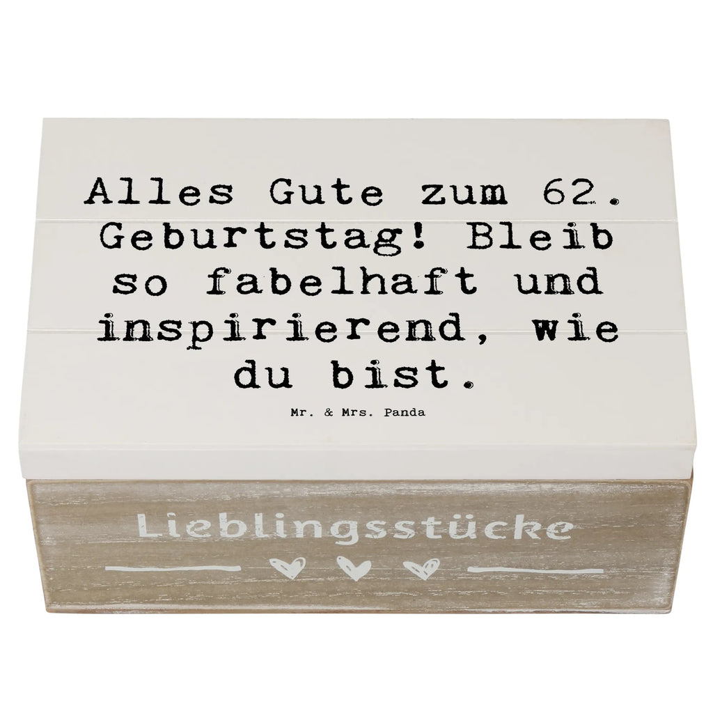 Wooden chest Saying Alles Gute zum 62. Geburtstag! Bleib so fabelhaft und inspirierend, wie du bist. Schatzkiste, Holzkiste, Geschenkbox, Aufbewahrungsbox, Truhe, Geschenkdose, Dekokiste, Kiste, Erinnerungsbox, Erinnerungskiste, XXL, Schatulle, Geburtstag, Geburtstagsgeschenk, Geschenk