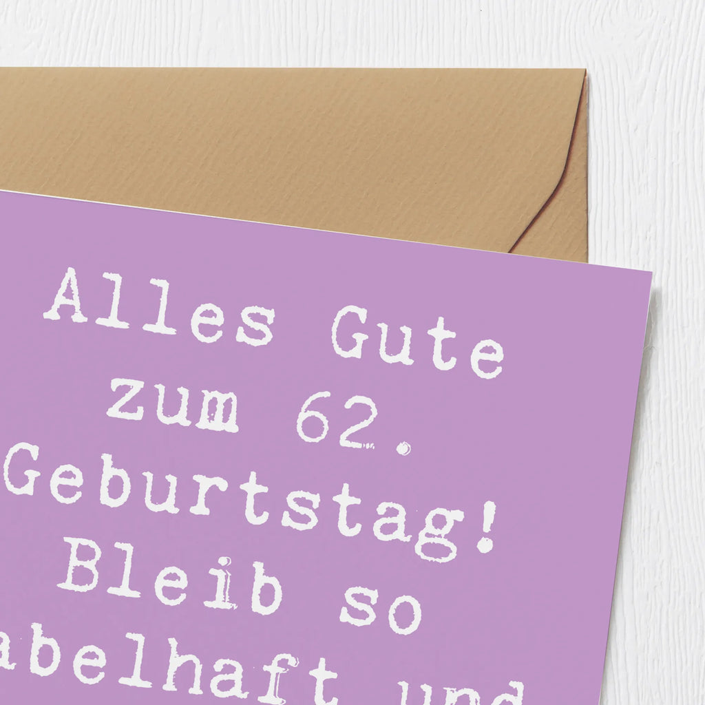 Deluxe Karte Spruch 62. Geburtstag Freude Glückwunschkarte, Einladungskarte, Karte, Hochwertige Grußkarte, Hochzeitskarte, Grußkarte, Klappkarte, Hochwertige Klappkarte, Geburtstagskarte, Geburtstag, Geburtstagsgeschenk, Geschenk