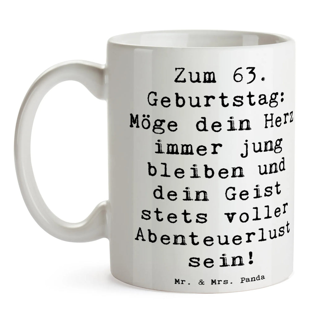 Tasse Spruch 63. Geburtstag Jugendlicher Geist Bürotasse, Tasse, Tasse mit Zitaten, Keramiktasse, Kaffeetasse, Geschenktasse, Porzellantasse, Teetasse, Tasse mit Motiven, Geburtstag, Geburtstagsgeschenk, Geschenk