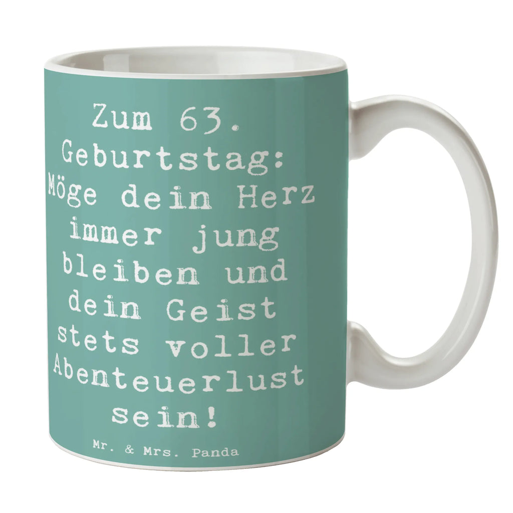 Tasse Spruch 63. Geburtstag Jugendlicher Geist Bürotasse, Tasse, Tasse mit Zitaten, Keramiktasse, Kaffeetasse, Geschenktasse, Porzellantasse, Teetasse, Tasse mit Motiven, Geburtstag, Geburtstagsgeschenk, Geschenk