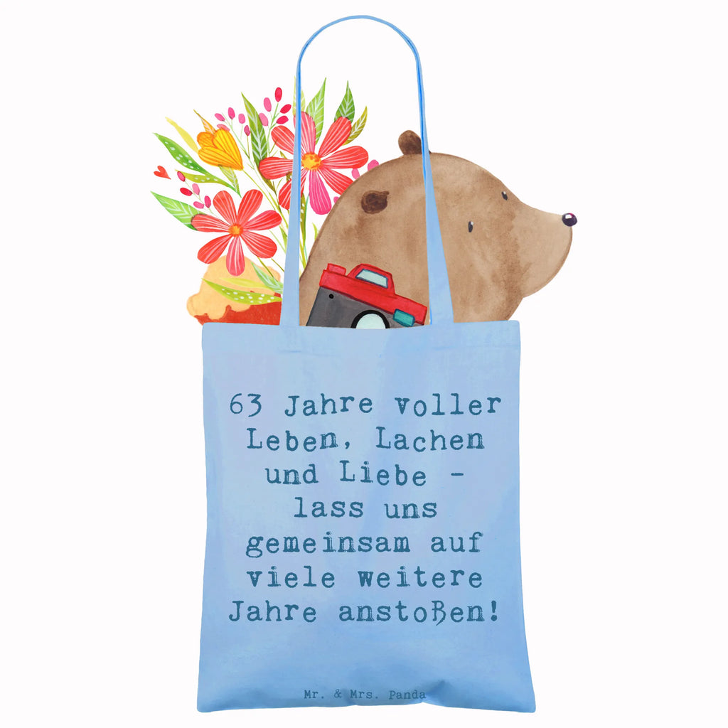 Tragetasche Spruch 63. Geburtstag Freude Tragetasche, Tasche, Einkaufstüte, Schultertasche, Badetasche, Umhängetasche, Beuteltasche, Stoffbeutel, Strandtasche, Stofftasche, Laptoptasche, Beutel, Jutebeutel, Shopper, Jutetasche, Einkaufstasche, Geburtstag, Geburtstagsgeschenk, Geschenk