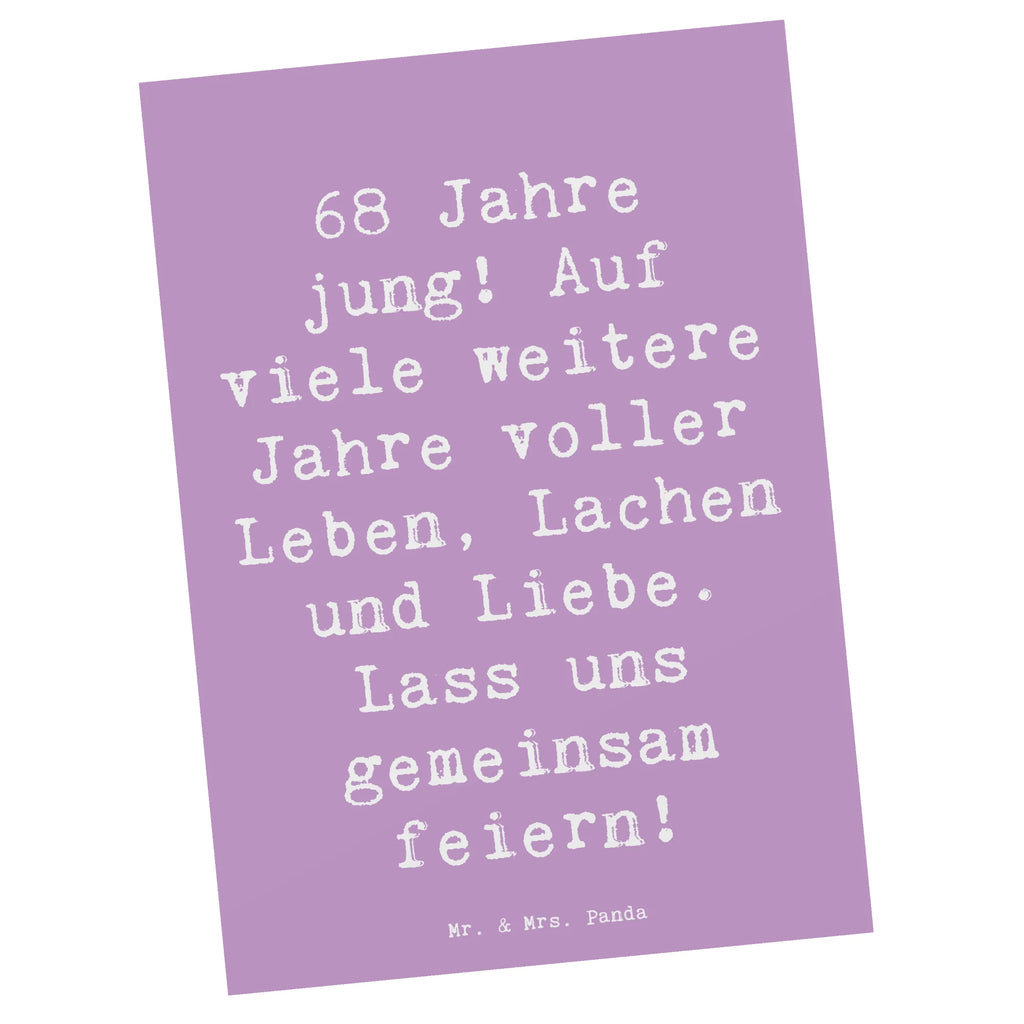 Postcard Saying 68 Jahre jung! Auf viele weitere Jahre voller Leben, Lachen und Liebe. Lass uns gemeinsam feiern! Ansichtskarte, Einladung, Karte, Postkarte, Einladungskarte, Ansichtskarten, Geschenkkarte, Einladung Geburtstag, Dankeskarte, Geburtstagskarte, Einladungskarten Geburtstag, Grußkarte, Geburtstag, Geburtstagsgeschenk, Geschenk
