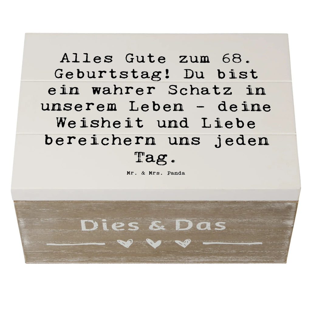 Wooden chest Saying Alles Gute zum 68. Geburtstag! Du bist ein wahrer Schatz in unserem Leben - deine Weisheit und Liebe bereichern uns jeden Tag. Holzkiste, Kiste, Geschenkdose, Erinnerungskiste, Erinnerungsbox, Schatzkiste, Aufbewahrungsbox, Dekokiste, Truhe, XXL, Geschenkbox, Schatulle, Geburtstag, Geburtstagsgeschenk, Geschenk