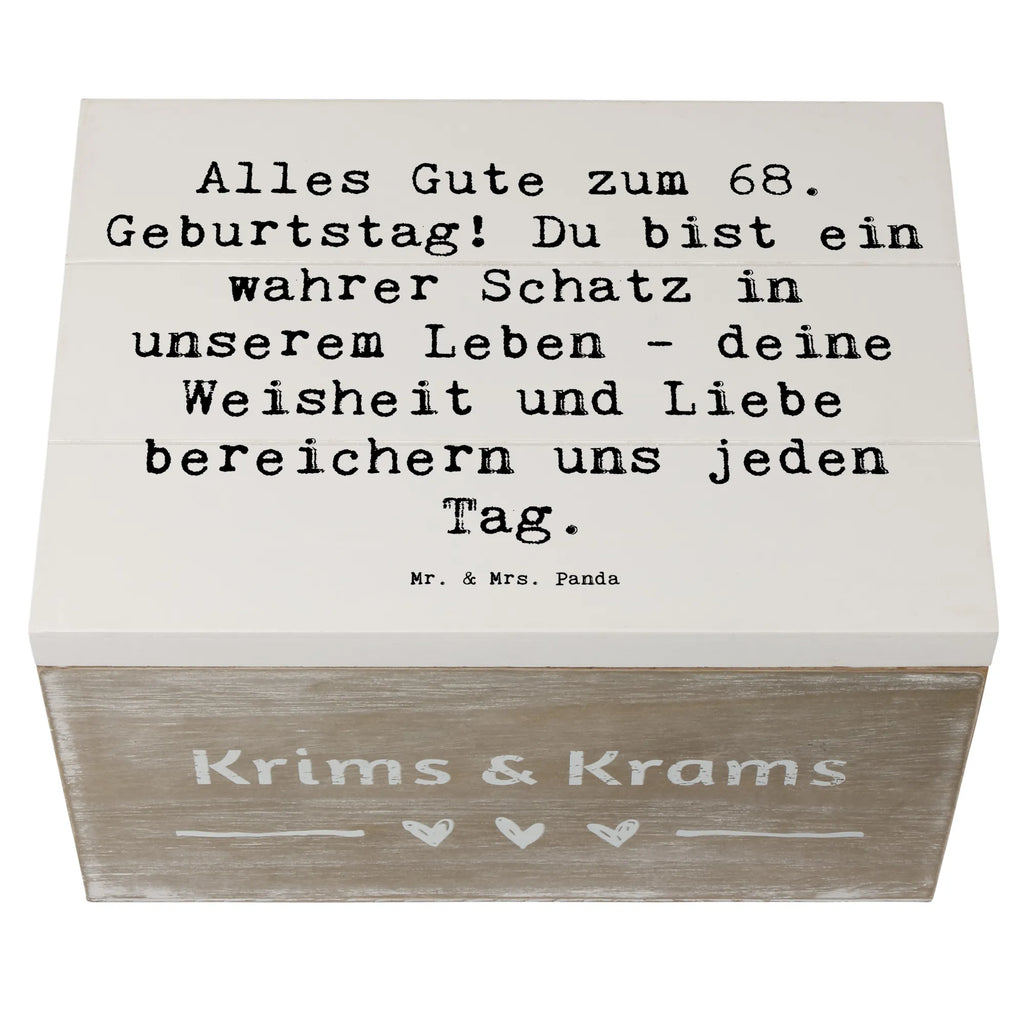 Wooden chest Saying Alles Gute zum 68. Geburtstag! Du bist ein wahrer Schatz in unserem Leben - deine Weisheit und Liebe bereichern uns jeden Tag. Holzkiste, Kiste, Geschenkdose, Erinnerungskiste, Erinnerungsbox, Schatzkiste, Aufbewahrungsbox, Dekokiste, Truhe, XXL, Geschenkbox, Schatulle, Geburtstag, Geburtstagsgeschenk, Geschenk