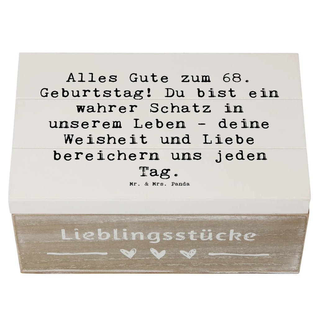 Wooden chest Saying Alles Gute zum 68. Geburtstag! Du bist ein wahrer Schatz in unserem Leben - deine Weisheit und Liebe bereichern uns jeden Tag. Holzkiste, Kiste, Geschenkdose, Erinnerungskiste, Erinnerungsbox, Schatzkiste, Aufbewahrungsbox, Dekokiste, Truhe, XXL, Geschenkbox, Schatulle, Geburtstag, Geburtstagsgeschenk, Geschenk