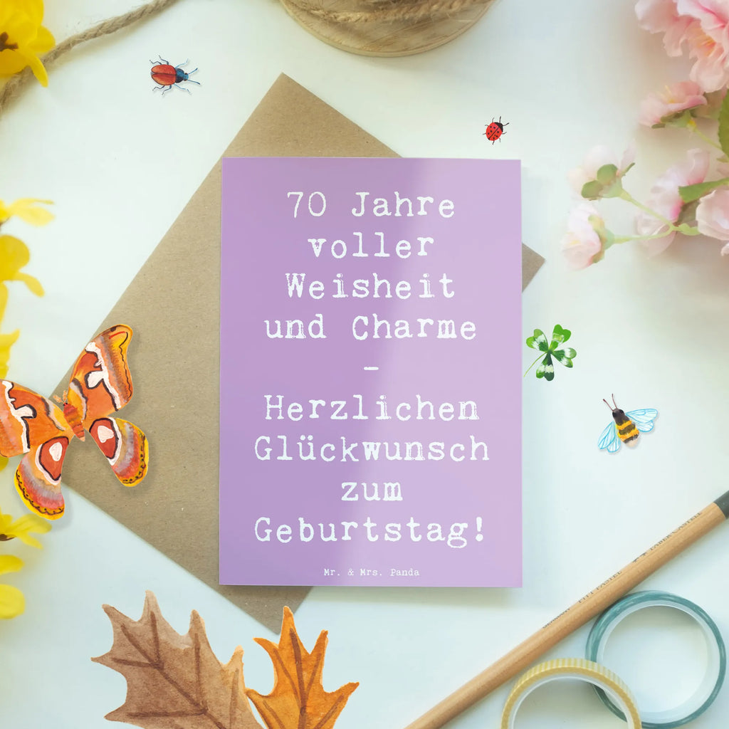 Greetings card Saying 70 Jahre voller Weisheit und Charme - Herzlichen Glückwunsch zum Geburtstag! Glückwunschkarte, Klappkarte, Hochzeitskarte, Geburtstagskarte, Grußkarte, Ansichtskarten, Karte, Einladungskarte, Geburtstag, Geburtstagsgeschenk, Geschenk