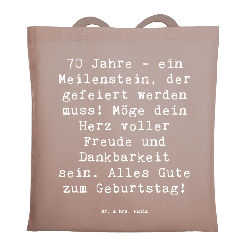 Tote bag Saying 70 Jahre - ein Meilenstein, der gefeiert werden muss! Möge dein Herz voller Freude und Dankbarkeit sein. Alles Gute zum Geburtstag! Beuteltasche, Beutel, Einkaufstasche, Jutebeutel, Stoffbeutel, Tasche, Shopper, Umhängetasche, Strandtasche, Schultertasche, Stofftasche, Tragetasche, Badetasche, Jutetasche, Einkaufstüte, Laptoptasche, Geburtstag, Geburtstagsgeschenk, Geschenk