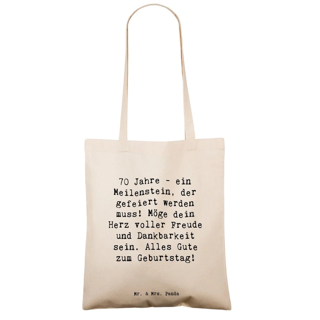 Tote bag Saying 70 Jahre - ein Meilenstein, der gefeiert werden muss! Möge dein Herz voller Freude und Dankbarkeit sein. Alles Gute zum Geburtstag! Beuteltasche, Beutel, Einkaufstasche, Jutebeutel, Stoffbeutel, Tasche, Shopper, Umhängetasche, Strandtasche, Schultertasche, Stofftasche, Tragetasche, Badetasche, Jutetasche, Einkaufstüte, Laptoptasche, Geburtstag, Geburtstagsgeschenk, Geschenk