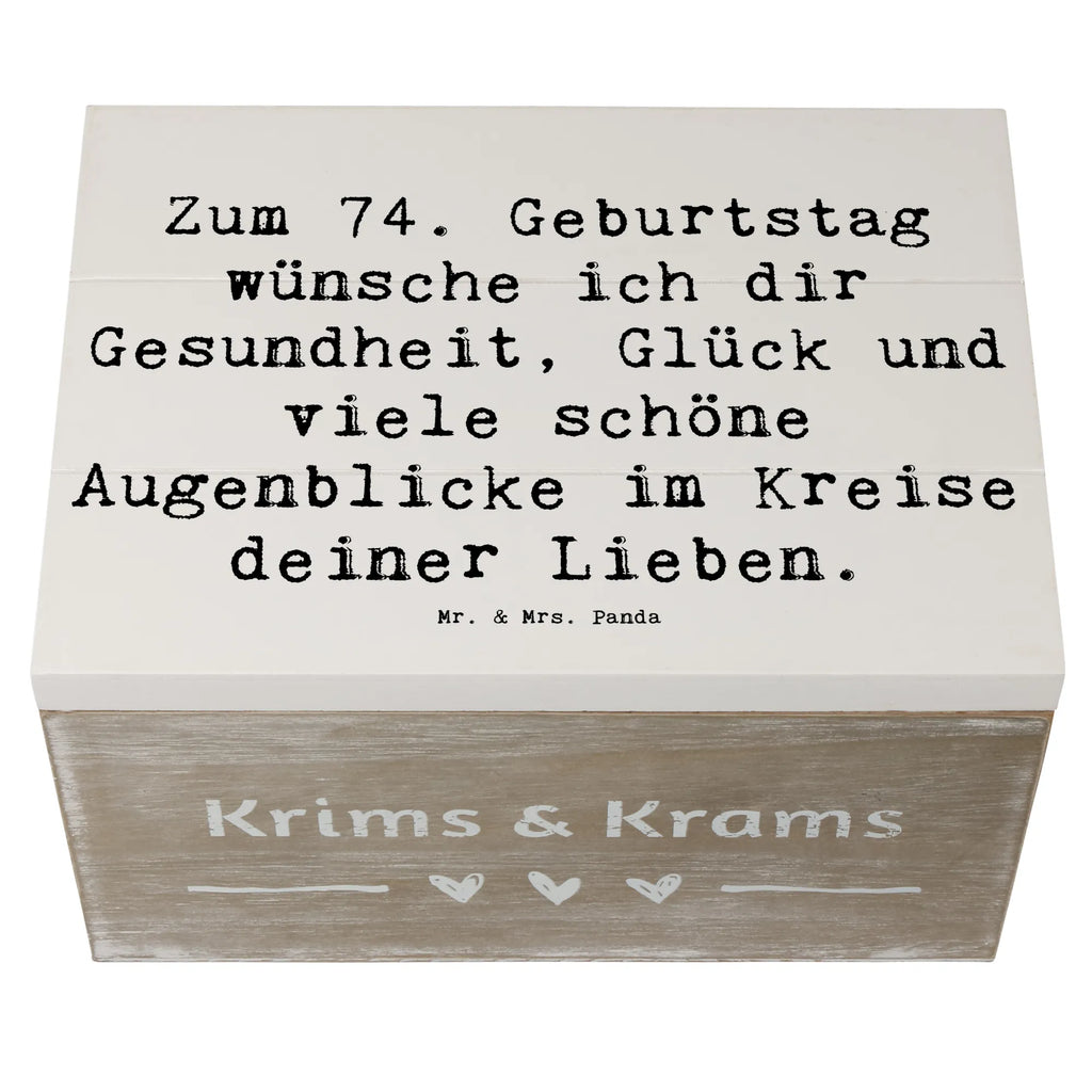 Holzkiste Spruch 74. Geburtstag Schatzkiste, XXL, Erinnerungskiste, Geschenkdose, Schatulle, Erinnerungsbox, Dekokiste, Geschenkbox, Aufbewahrungsbox, Kiste, Holzkiste, Truhe, Geburtstag, Geburtstagsgeschenk, Geschenk