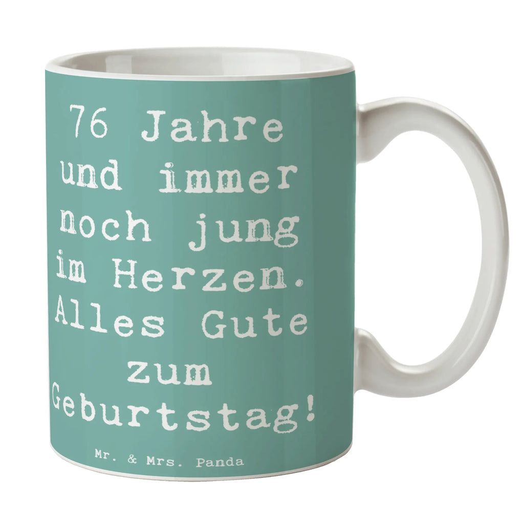 Tasse Spruch 76. Geburtstag Herzjung Teetasse, Tasse mit Zitaten, Kaffeetasse, Bürotasse, Porzellantasse, Geschenktasse, Keramiktasse, Tasse, Tasse mit Motiven, Geburtstag, Geburtstagsgeschenk, Geschenk