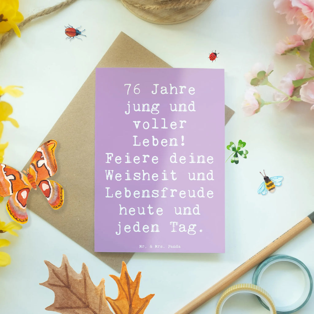 Grußkarte Spruch 76. Geburtstag Jung und Lebendig Einladungskarte, Karte, Geburtstagskarte, Glückwunschkarte, Hochzeitskarte, Klappkarte, Grußkarte, Ansichtskarten, Geburtstag, Geburtstagsgeschenk, Geschenk