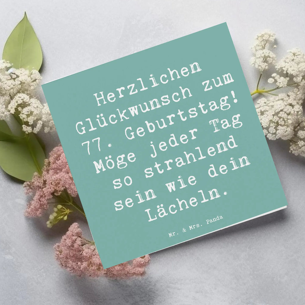 Deluxe Karte Spruch 77. Geburtstag Strahlen Karte, Glückwunschkarte, Einladungskarte, Hochzeitskarte, Klappkarte, Geburtstagskarte, Hochwertige Klappkarte, Hochwertige Grußkarte, Grußkarte, Geburtstag, Geburtstagsgeschenk, Geschenk
