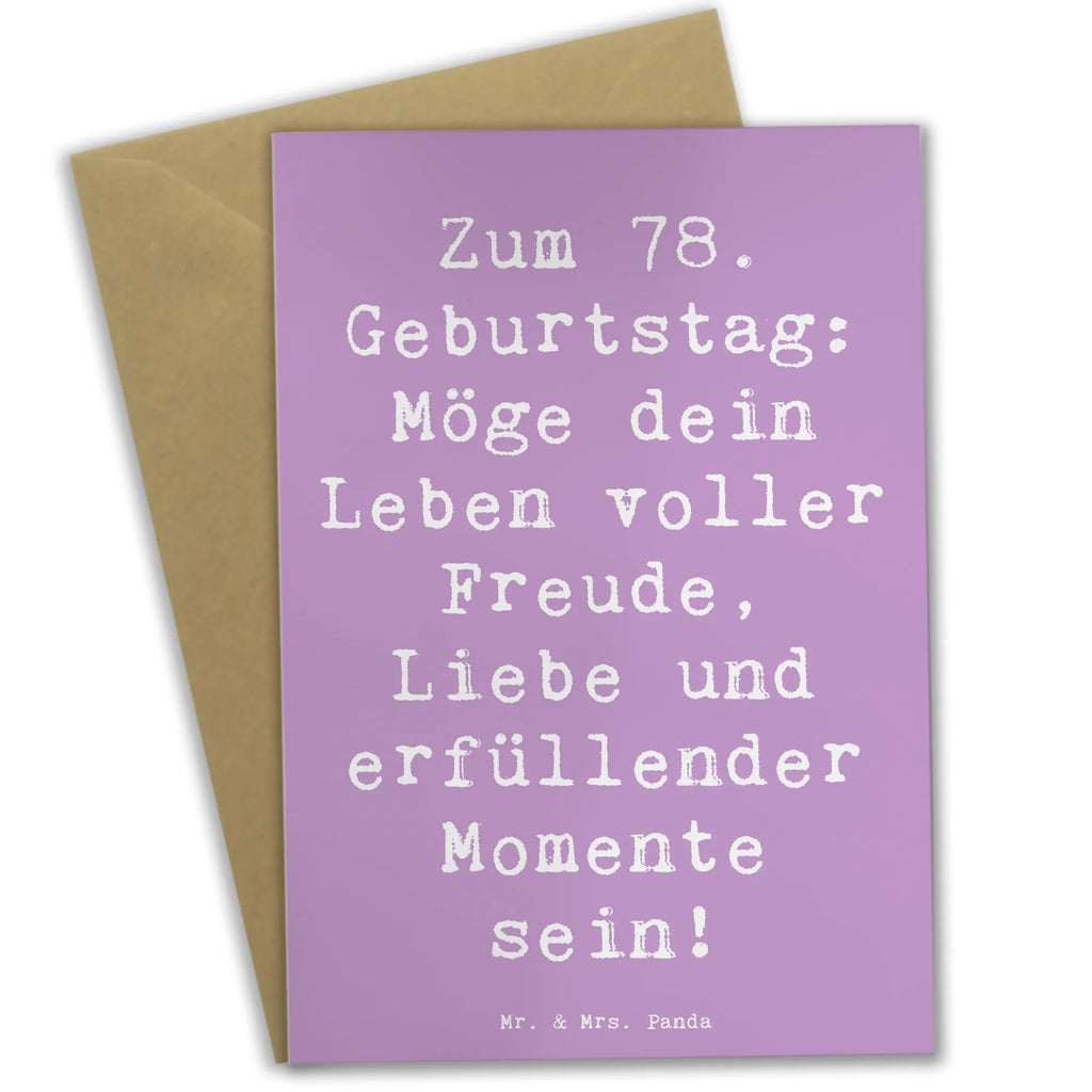 Greetings card Saying Zum 78. Geburtstag: Möge dein Leben voller Freude, Liebe und erfüllender Momente sein! Einladungskarte, Glückwunschkarte, Klappkarte, Hochzeitskarte, Karte, Grußkarte, Geburtstagskarte, Ansichtskarten, Geburtstag, Geburtstagsgeschenk, Geschenk