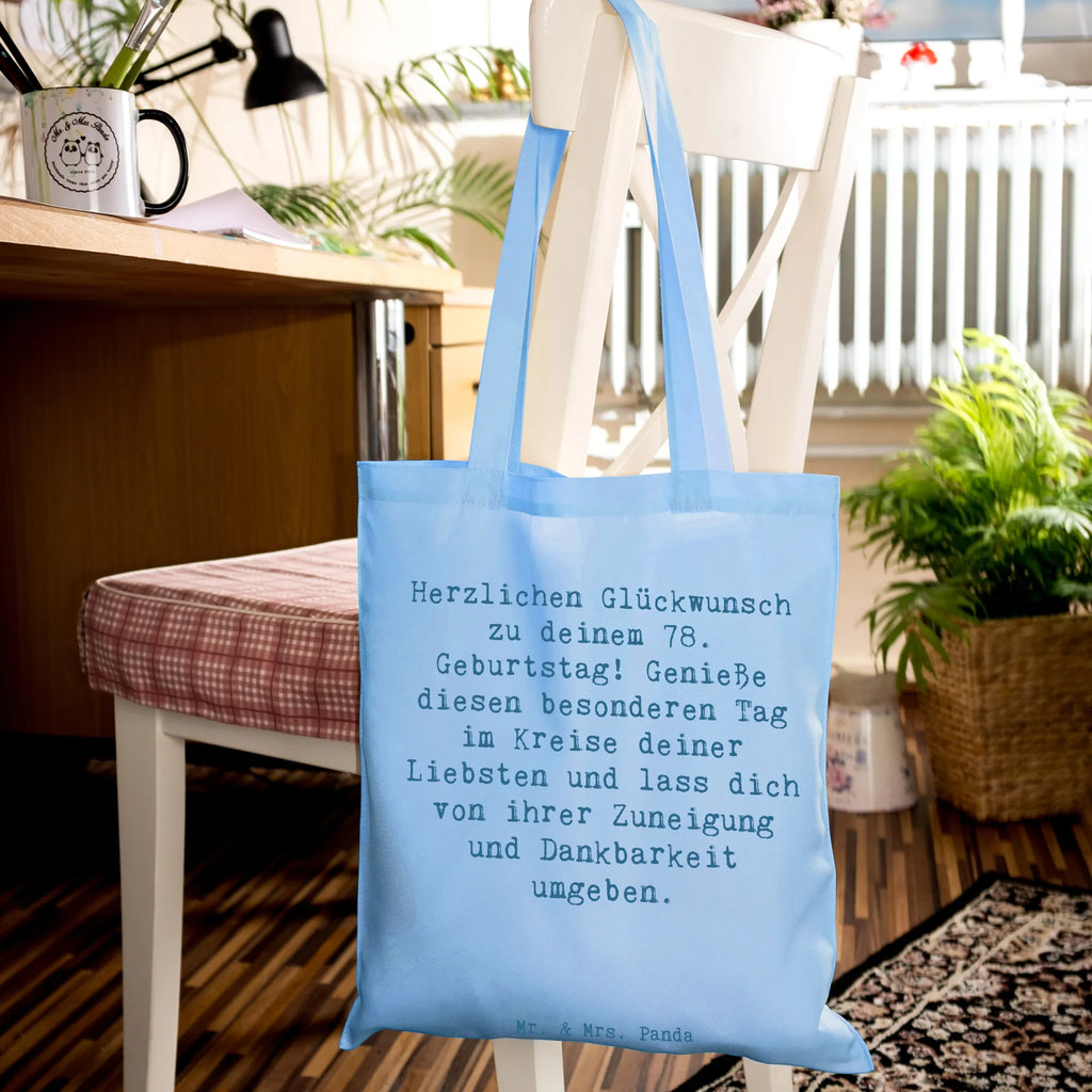 Tote bag Saying Herzlichen Glückwunsch zu deinem 78. Geburtstag! Genieße diesen besonderen Tag im Kreise deiner Liebsten und lass dich von ihrer Zuneigung und Dankbarkeit umgeben. Beuteltasche, Beutel, Einkaufstasche, Jutebeutel, Stoffbeutel, Tasche, Shopper, Umhängetasche, Strandtasche, Schultertasche, Stofftasche, Tragetasche, Badetasche, Jutetasche, Einkaufstüte, Laptoptasche, Geburtstag, Geburtstagsgeschenk, Geschenk