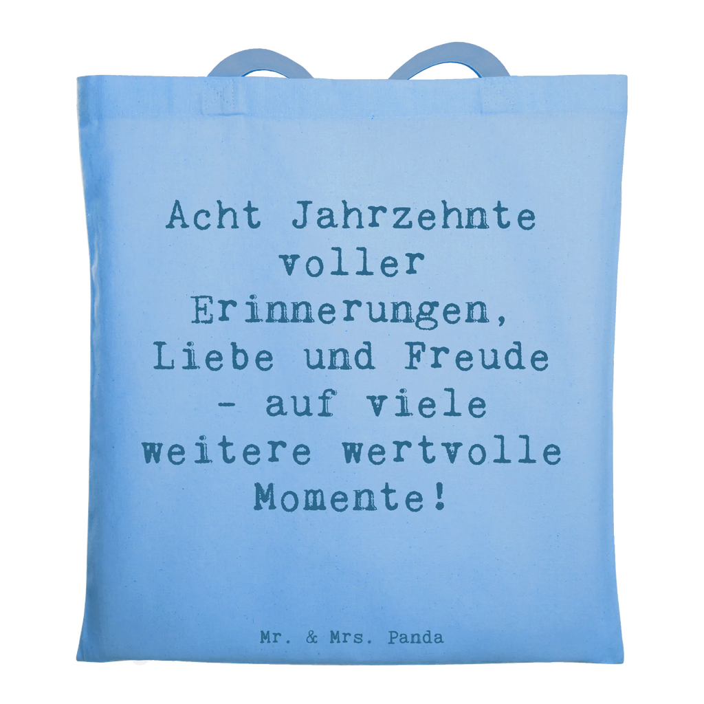 Tote bag Saying Acht Jahrzehnte voller Erinnerungen, Liebe und Freude - auf viele weitere wertvolle Momente! Beuteltasche, Beutel, Einkaufstasche, Jutebeutel, Stoffbeutel, Tasche, Shopper, Umhängetasche, Strandtasche, Schultertasche, Stofftasche, Tragetasche, Badetasche, Jutetasche, Einkaufstüte, Laptoptasche, Geburtstag, Geburtstagsgeschenk, Geschenk