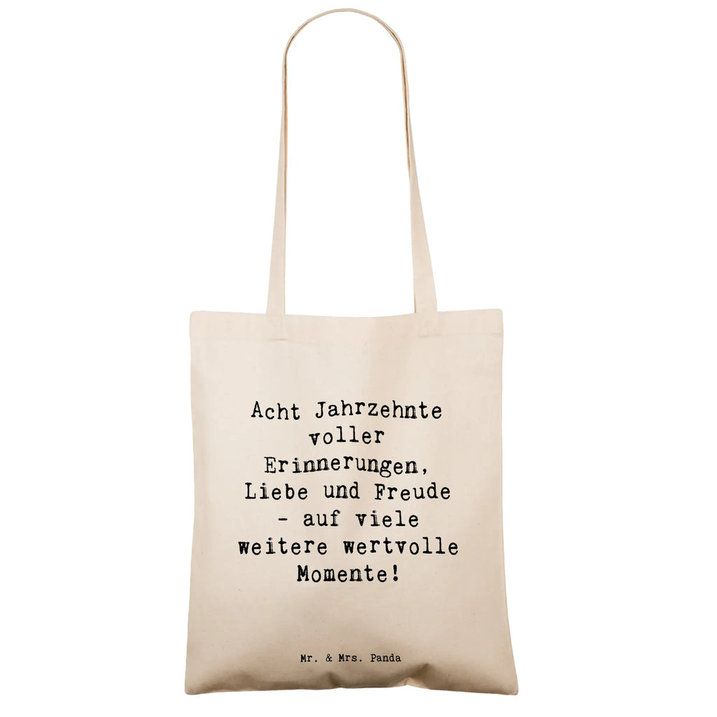 Tote bag Saying Acht Jahrzehnte voller Erinnerungen, Liebe und Freude - auf viele weitere wertvolle Momente! Beuteltasche, Beutel, Einkaufstasche, Jutebeutel, Stoffbeutel, Tasche, Shopper, Umhängetasche, Strandtasche, Schultertasche, Stofftasche, Tragetasche, Badetasche, Jutetasche, Einkaufstüte, Laptoptasche, Geburtstag, Geburtstagsgeschenk, Geschenk