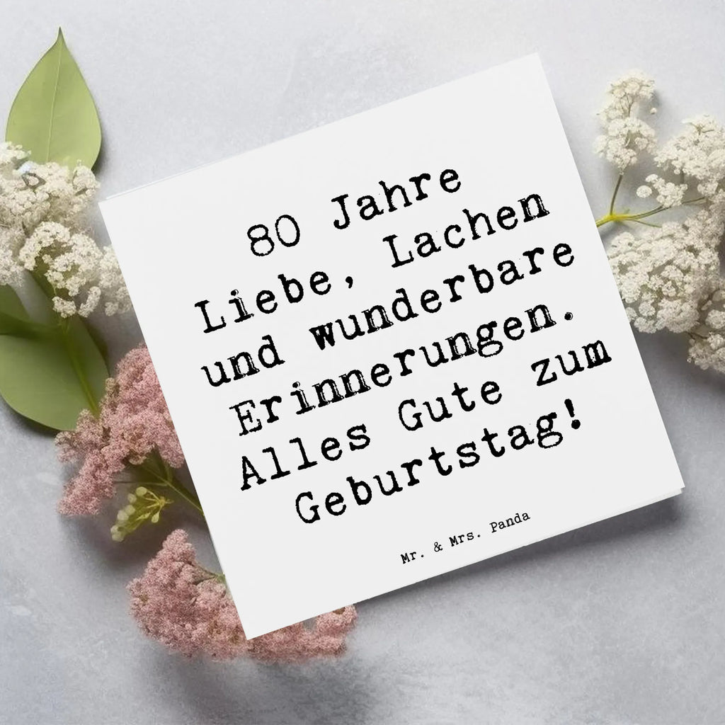 Deluxe Card Saying 80 Jahre Liebe, Lachen und wunderbare Erinnerungen. Alles Gute zum Geburtstag! Einladungskarte, Karte, Glückwunschkarte, Hochwertige Grußkarte, Geburtstagskarte, Hochzeitskarte, Grußkarte, Klappkarte, Hochwertige Klappkarte, Geburtstag, Geburtstagsgeschenk, Geschenk