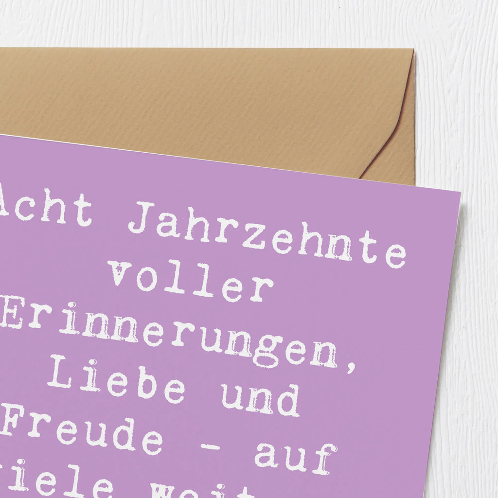 Deluxe Card Saying Acht Jahrzehnte voller Erinnerungen, Liebe und Freude - auf viele weitere wertvolle Momente! Hochzeitskarte, Karte, Einladungskarte, Grußkarte, Geburtstagskarte, Glückwunschkarte, Klappkarte, Hochwertige Grußkarte, Hochwertige Klappkarte, Geburtstag, Geburtstagsgeschenk, Geschenk