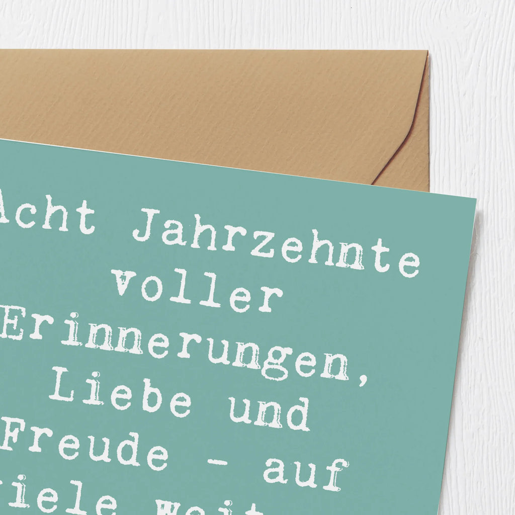 Deluxe Card Saying Acht Jahrzehnte voller Erinnerungen, Liebe und Freude - auf viele weitere wertvolle Momente! Hochzeitskarte, Karte, Einladungskarte, Grußkarte, Geburtstagskarte, Glückwunschkarte, Klappkarte, Hochwertige Grußkarte, Hochwertige Klappkarte, Geburtstag, Geburtstagsgeschenk, Geschenk