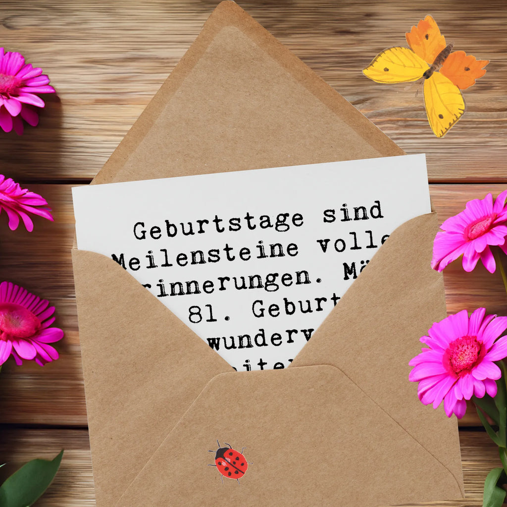 Deluxe Karte Spruch 81. Geburtstag Meilenstein Grußkarte, Hochwertige Grußkarte, Hochwertige Klappkarte, Einladungskarte, Geburtstagskarte, Glückwunschkarte, Karte, Klappkarte, Hochzeitskarte, Geburtstag, Geburtstagsgeschenk, Geschenk
