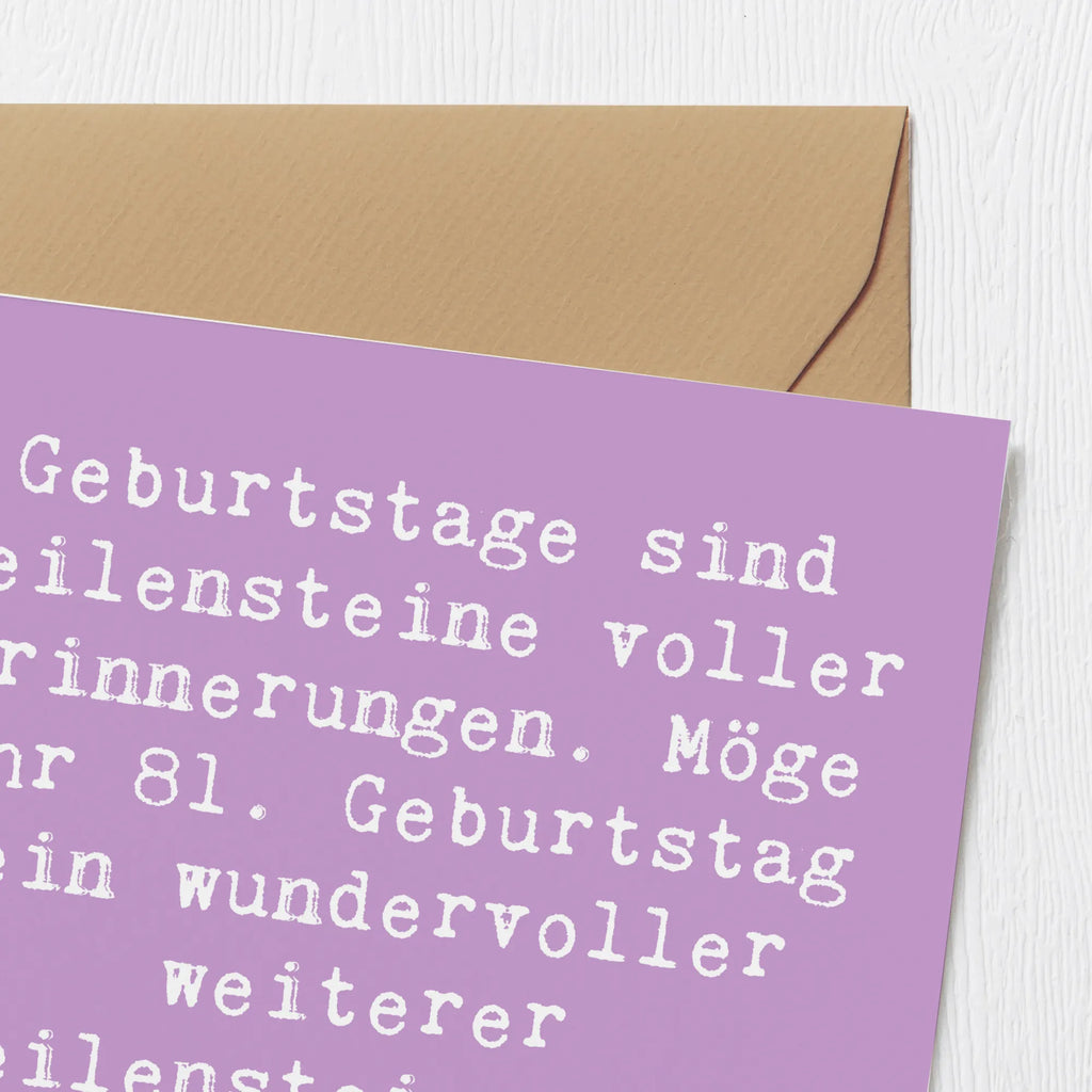 Deluxe Karte Spruch 81. Geburtstag Meilenstein Grußkarte, Hochwertige Grußkarte, Hochwertige Klappkarte, Einladungskarte, Geburtstagskarte, Glückwunschkarte, Karte, Klappkarte, Hochzeitskarte, Geburtstag, Geburtstagsgeschenk, Geschenk